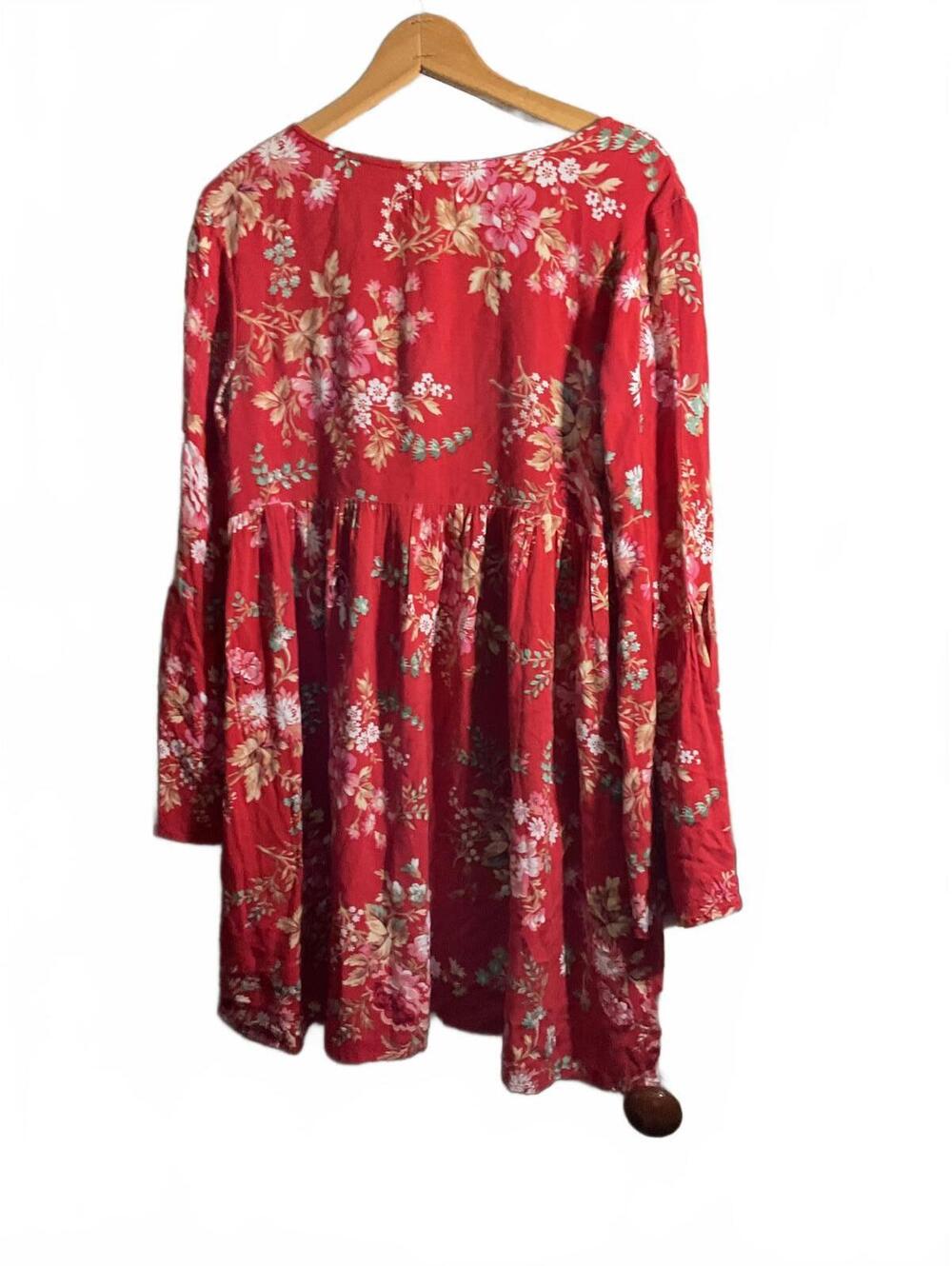 Lauren Ralph Lauren Denim And Supply Red Floral Bell Sleeve Dress M - Picture 10 of 11